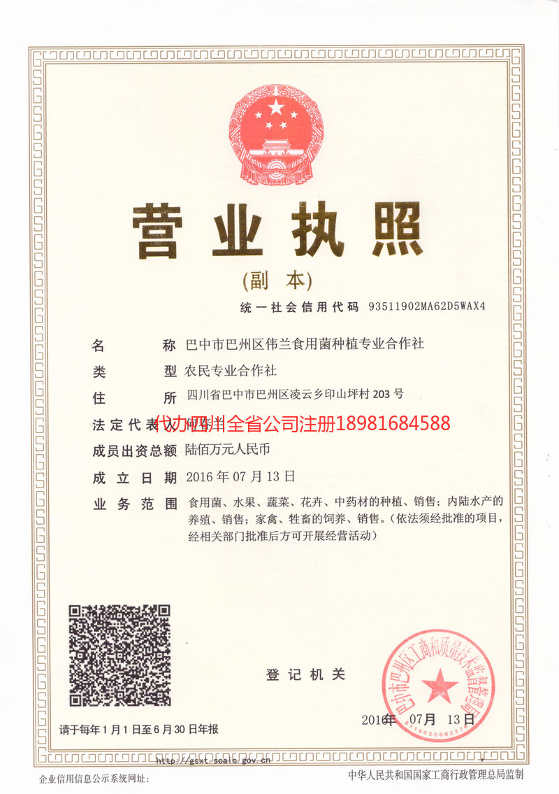 莆田莆田伟兰食用菌种植专业合作社